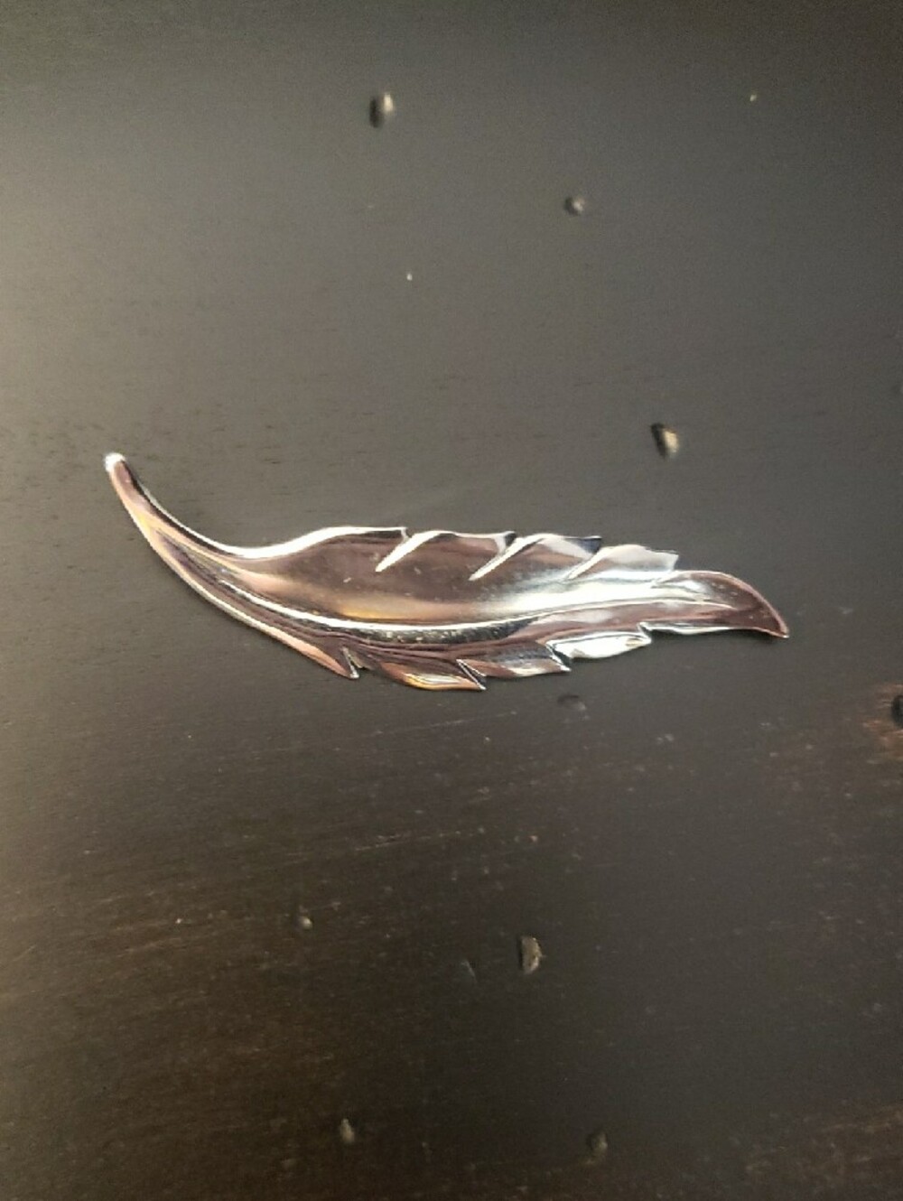 Silver Feather Brooch Pin - Approx 2 1/2" Long